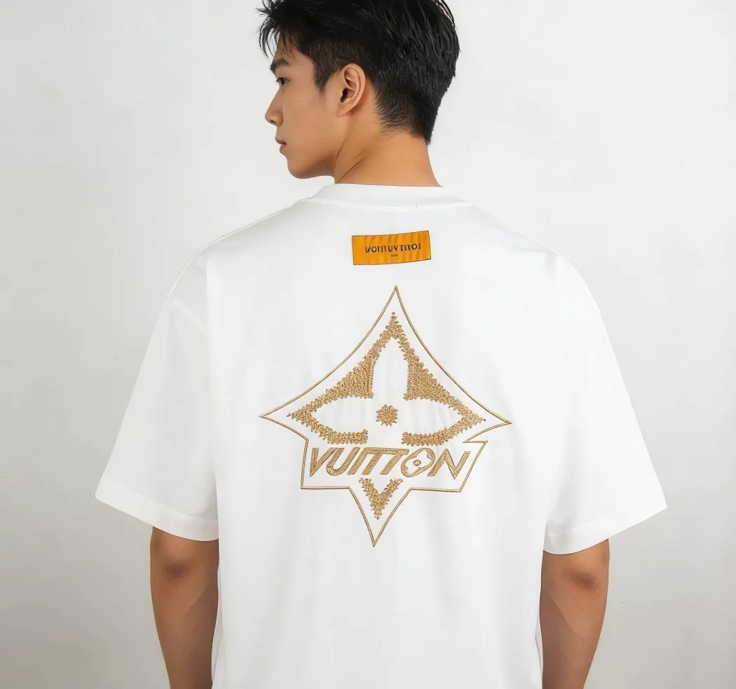 Louis Vuitton/Louis Vuitton 26ss gold label woven embroidered presbyopia short sleeves
